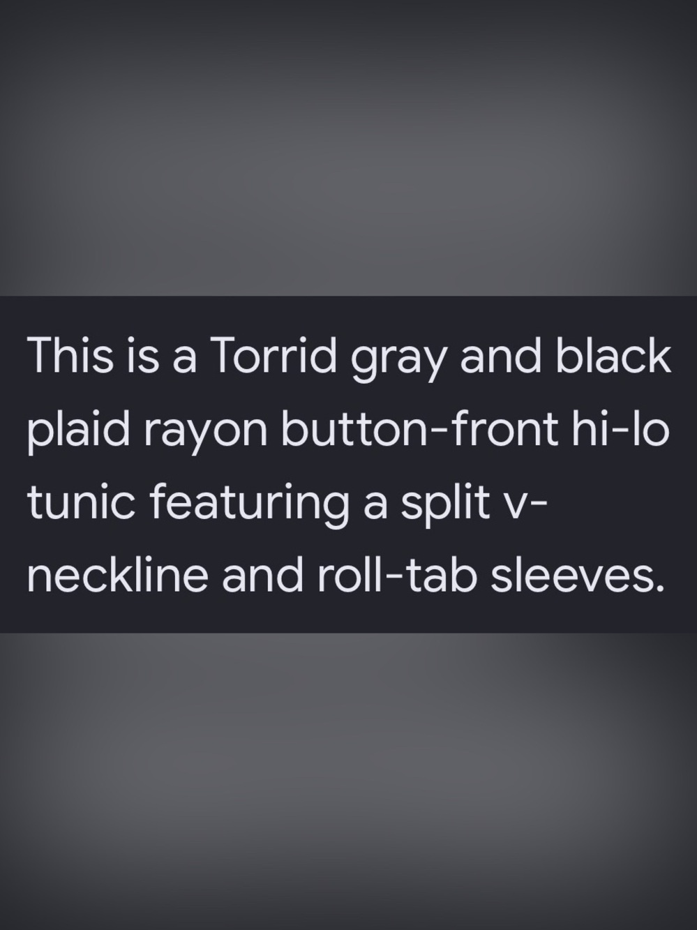 Torrid Tunic Shirt Dress Charcoal and black Plaid High-Low Tiered Size Lg - Picture 4 of 6